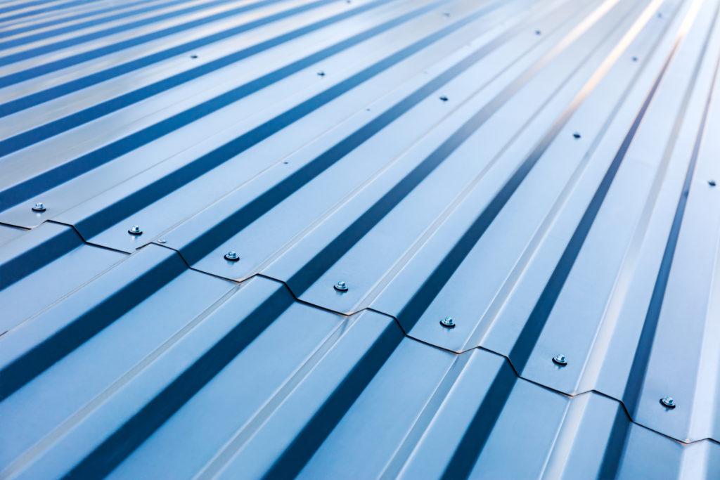 blue corrugated metal roof with rivets