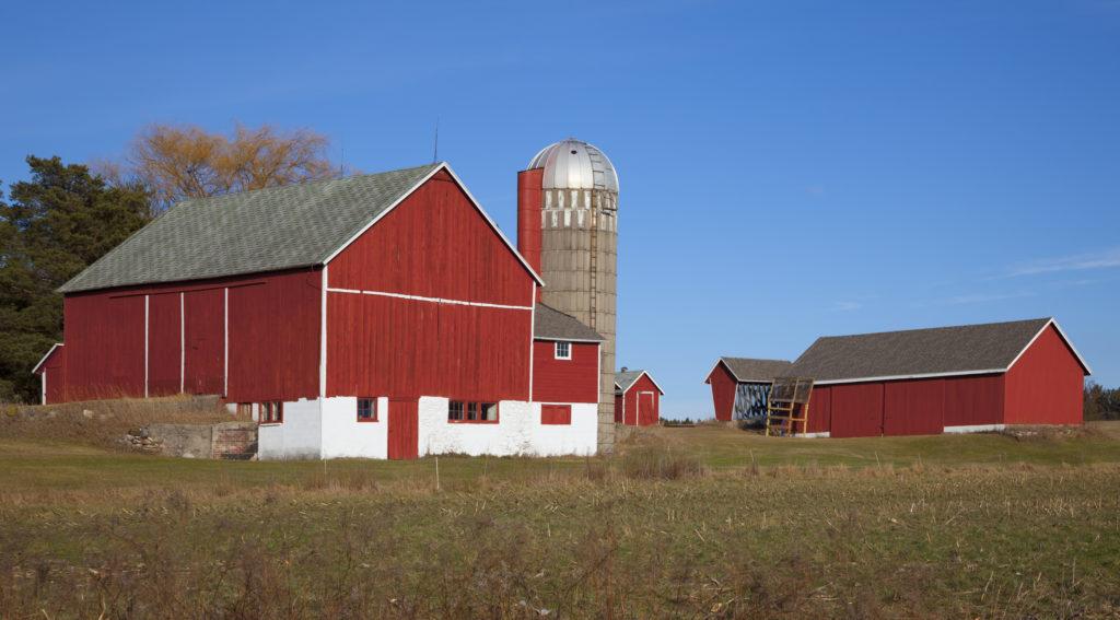 Freshly Painted Farm, Red Barn Sheds